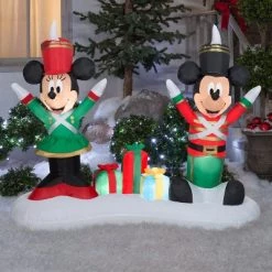 Disney Airblown Inflatable Mickey Mouse and Minnie as Toy Soldiers, 4.5 ft Tall