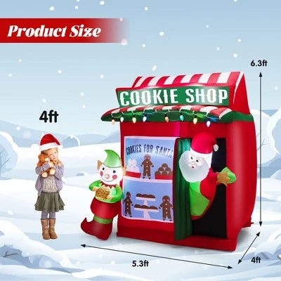 Costway 6.3 FT Inflatable Gingerbread Cookie Shop with Santa Clause Christmas Decoration 11 Costway 6.3 FT Inflatable Gingerbread Cookie Shop with Santa Clause Christmas Decoration - Image 9