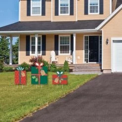 Big Dot of Happiness Happy Holiday Presents - Outdoor Lawn Sign Decorations with Stakes - Christmas Party Yard Display - 3 Pieces
