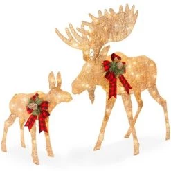 Best Choice Products 2-Piece Moose Family Lighted Christmas Yard Décor Set w/ 170 LED Lights, Stakes, Zip Ties -Outdoor Christmas Decorations Sales GUEST 028d2bad fea0 484e 93c0 562a8e5d5670
