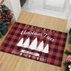 Trinity Plaid White Christmas Tree Non-Slip Decorative Doormat -Outdoor Christmas Decorations Sales GUEST 040896a1 c8fa 4eb3 b539 688a48dbe421