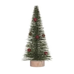 Transpac Artificial 10.24 in. Green Christmas Bottle Brush Tree with Ornaments