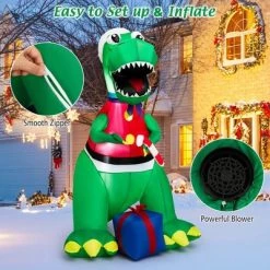 Costway 6FT Inflatable Christmas Dinosaur Dinosaur Decoration with LED Lights & Gift Box -Outdoor Christmas Decorations Sales GUEST 05dcdd6b 51a2 4c60 b8fd 8b30ba65ed0c