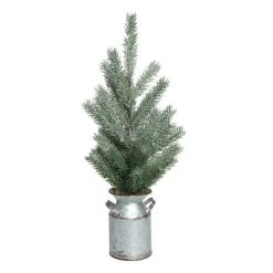 Transpac Artificial 20 in. Green Christmas Tree in Galvanized Milk Jug