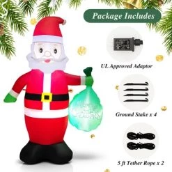 Costway 5 FT Christmas Decor Inflatable Santa Claus Holding a Gift Bag w/ LED Lights -Outdoor Christmas Decorations Sales GUEST 07dfa2b0 9517 4f71 a5e2 8eca4a09a232