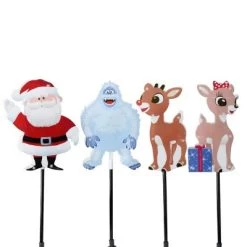 Northlight Rudolph the Red Nosed Reindeer Christmas 4ct Prelit Pathway Marker Outdoor Decoration 12" - Clear Lights