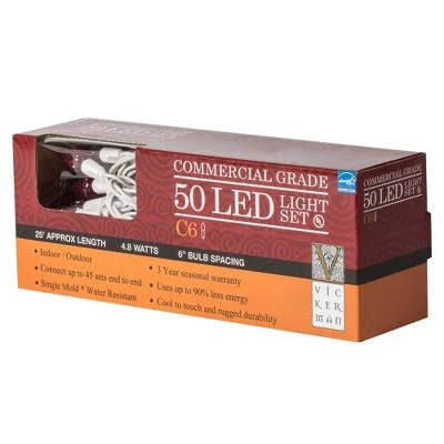 Vickerman Single Mold C6 LED Christmas Light Set 25' White Wire 5 Vickerman Single Mold C6 LED Christmas Light Set 25' White Wire - Image 3