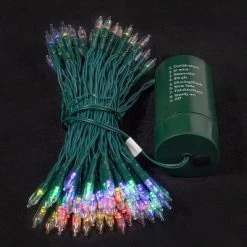 Joiedomi 100 Multicolor LED Green Wire String Lights, Battery Powered (8 Modes, 6 Hr Timer)