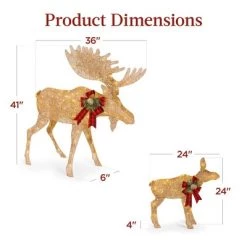 Best Choice Products 2-Piece Moose Family Lighted Christmas Yard Décor Set w/ 170 LED Lights, Stakes, Zip Ties -Outdoor Christmas Decorations Sales GUEST 0c18c868 d0cd 43bc b3b7 d42f211d4017