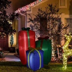 Sunnydaze Decor Sunnydaze Indoor/Outdoor Holiday Present Trio Christmas Inflatable Yard Decoration - 49.5"