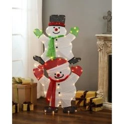 LuxenHome Stacked Snowman Couple Lighted LED Indoor Outdoor Holiday Decoration -Outdoor Christmas Decorations Sales GUEST 0e0b3ea9 73ba 4b9b bf6e a70418ee835b