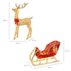 Best Choice Products Lighted Christmas 4ft Reindeer & Sleigh Outdoor Yard Decoration Set w/ 205 LED Lights, Stakes 15 Best Choice Products Lighted Christmas 4ft Reindeer & Sleigh Outdoor Yard Decoration Set w/ 205 LED Lights, Stakes -Outdoor Christmas Decorations Sales GUEST 0e126efd 0b2a 4c7b 8707 32a751d14c47