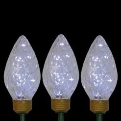 Northlight 3ct Clear LED Jumbo C9 Bulb Christmas Pathway Marker Lawn Stakes - 3 ft White Wire