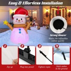 Costway 4 FT Inflatable Christmas Snowman Blow-up Decoration with 360° Rotating LED Lights -Outdoor Christmas Decorations Sales GUEST 0f80fc88 a7e6 4dac a2a9 b66adb3cef78