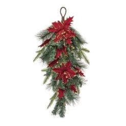 Transpac Artificial 26 in. Green Christmas Gilded Poinsettia T-Drop