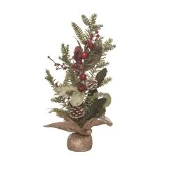 Transpac Fabric 18 in. Multicolor Christmas Pinecone and Berry Mix Tree
