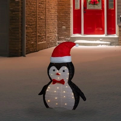 Northlight 28" LED Lighted Tinsel Penguin in Santa Hat Outdoor Christmas Decoration 3 Northlight 28" LED Lighted Tinsel Penguin in Santa Hat Outdoor Christmas Decoration