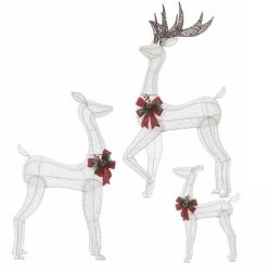 LuxenHome Set of 3 Deer Family Lighted LED Indoor Outdoor Holiday Decoration
