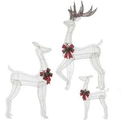 LuxenHome Set of 3 Deer Family Lighted LED Indoor Outdoor Holiday Decoration 3 LuxenHome Set of 3 Deer Family Lighted LED Indoor Outdoor Holiday Decoration