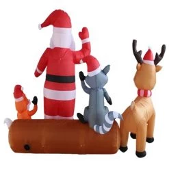 A Holiday Company Heavy Duty 8 Ft Wide Self Inflatable Blow Up Santa and Forest Friends Holiday Indoor/Outdoor Lawn Decoration with LED Lights -Outdoor Christmas Decorations Sales GUEST 162b1a0f cd7a 4727 a9d6 c7f7a13925bd