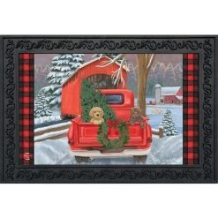 Winter Puppy Pickup Doormat Christmas Indoor Outdoor 30" x 18" Briarwood Lane