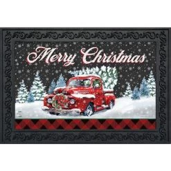 Briarwood Lane Merry Christmas Pickup Doormat Wreath Tree Indoor