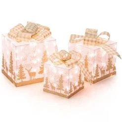 Costway Set of 3 Pre-Lit Christmas Gift Boxes Lighted Present Decoration with 100 Lights -Outdoor Christmas Decorations Sales GUEST 1b6a7719 c5cb 44b7 ace2 f6f90d748a22