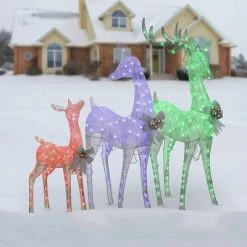 3pc LED Mesh Fabric Deer Family Novelty Sculpture Light Multicolor - National Tree Company