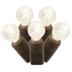 Vickerman 50 Warm White G12 LED Single Mold light on Brown Wire, 25' Christmas Light Strand