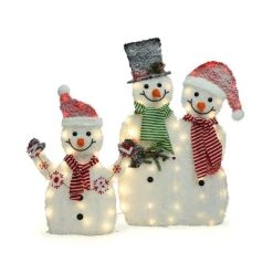 LuxenHome 2-Piece Snowman Family Trio Lighted Holiday Decoration -Outdoor Christmas Decorations Sales GUEST 25526994 bca7 42ce b389 669eb22bcf18