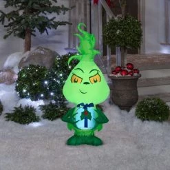 The Grinch Grinch Christmas Airblown Inflatable Little Grinch, 4 ft Tall, Green