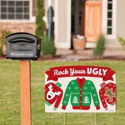 Big Dot of Happiness Ugly Sweater - Holiday and Christmas Party Yard Sign Lawn Decorations - Rock Your Ugly Party Yardy Sign