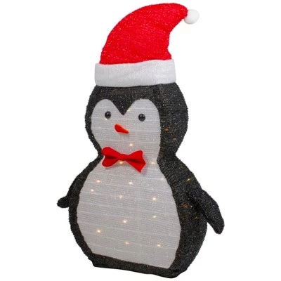 Northlight 28" LED Lighted Tinsel Penguin in Santa Hat Outdoor Christmas Decoration 6 Northlight 28" LED Lighted Tinsel Penguin in Santa Hat Outdoor Christmas Decoration - Image 4
