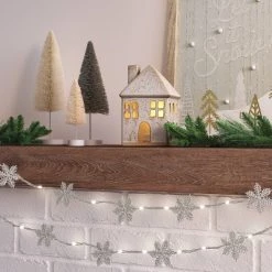 30ct LED Battery Operated Silver Glitter Snowflake Dewdrop Christmas Novelty String Lights Warm White Silver Wire - Wondershop™