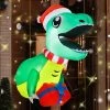 Costway 3.3' Christmas Inflatable Dinosaur Broke Out from Window Hanging Window Dinosaur