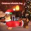 Tangkula 5 FT Christmas Inflatable Dog with Internal Bulbs& Waterproof Blower
