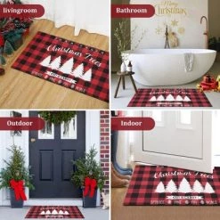 Trinity Plaid White Christmas Tree Non-Slip Decorative Doormat -Outdoor Christmas Decorations Sales GUEST 2a4430b2 1159 4157 867f e16a184dce6a