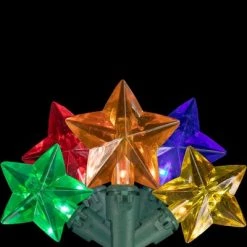 Northlight 20-Count Multi-Colored Star Shaped LED Christmas Light Set- 4.5ft, Green Wire