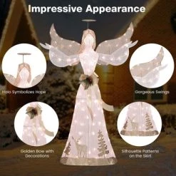 Costway 5 FT Pre-Lit Christmas Angel 3D Glittered Decoration with Halo Bow & 100 Lights -Outdoor Christmas Decorations Sales GUEST 2d7eaf7e 3f80 4072 9f4e 704425c2f054