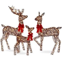 Best Choice Products 3-Piece Lighted Christmas Deer Set Outdoor Yard Decoration with 360 LED Lights, Stakes -Outdoor Christmas Decorations Sales GUEST 2e17776f 7960 43ff b4bf 645ac63cb531