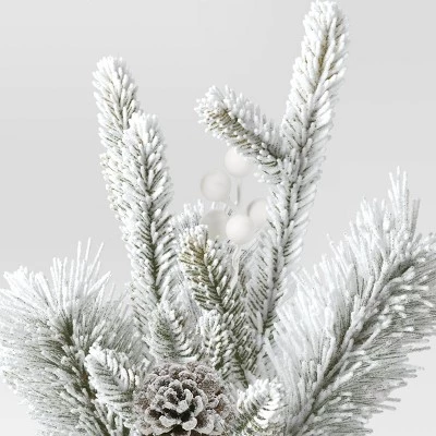 14" Potted Flocked Mixed Greenery with Pinecones & Berries Christmas Artificial Plant Arrangement - Wondershop™ 4 14" Potted Flocked Mixed Greenery with Pinecones & Berries Christmas Artificial Plant Arrangement - Wondershop™ - Image 2