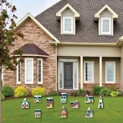 Big Dot of Happiness Christmas Village - Lawn Decorations - Outdoor Holiday Winter Houses Yard Decorations - 10 Piece