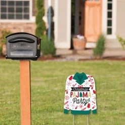 Big Dot of Happiness Christmas Pajamas - Outdoor Lawn Sign - Holiday Plaid PJ Party Yard Sign - 1 Piece