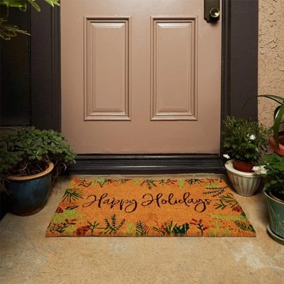 Okuna Outpost Happy Holidays Coco Coir Non Slip Christmas Doormat for Outdoor Entrance, Christmas Decor, 17 x 30 In 3 Okuna Outpost Happy Holidays Coco Coir Non Slip Christmas Doormat for Outdoor Entrance, Christmas Decor, 17 x 30 In