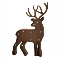 Melrose 21" Brown Rustic Standing LED Lighted Reindeer Marquee Christmas Decor