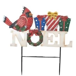 Direct Designs International Christmas Metal Noel Cardinal W/Gifts - One Yard Decoration 22.5 Inches - Yard Cardinal Presents - 31824012 - Metal - Red