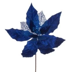 Vickerman 11" Velvet and Glitter Mesh Poinsettia Flower on Steem -Outdoor Christmas Decorations Sales GUEST 3b59e0e8 5bca 411d 8197 5cb552722938
