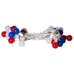 Vickerman 25 Red-White-Blue G30 LED Light on Green Wire, 16' Christmas Light Strand