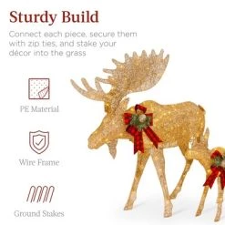 Best Choice Products 2-Piece Moose Family Lighted Christmas Yard Décor Set w/ 170 LED Lights, Stakes, Zip Ties -Outdoor Christmas Decorations Sales GUEST 3d4fd1fc 7145 4ecf a69c f60fb50c1c23
