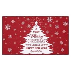 Trinity Red Merry Christmas Decorative Non Slip Doormat, 17x29 in